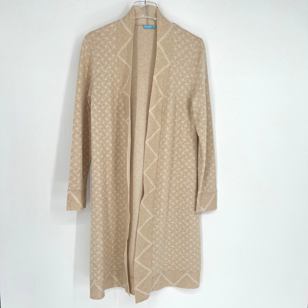 J Mclaughlin Long Cardigan Womens‎ M Preppy Classic Neutral Heritage